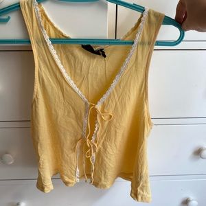 Urban outfitters yellow front tie top